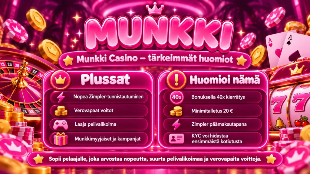 Munkki casinon plussat ja miinukset